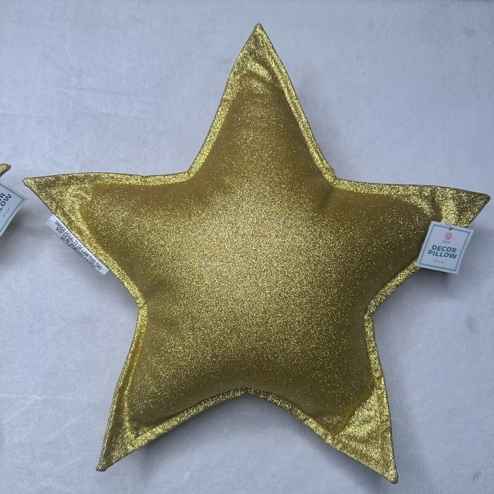 Decor Pillow Gold Star 16''x15'' Holliday Decor Kids Room Pillow 2pc Set